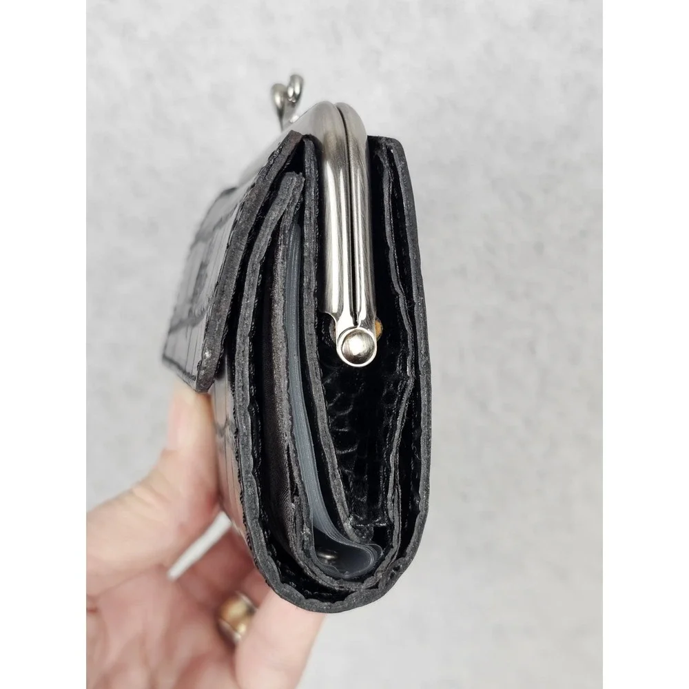 Patricia Nash Leather Astor Wallet Black Croco